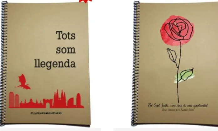 Llibretes amb motius de de Sant Jordi elaborades als tallers de la Fundació Portolà.